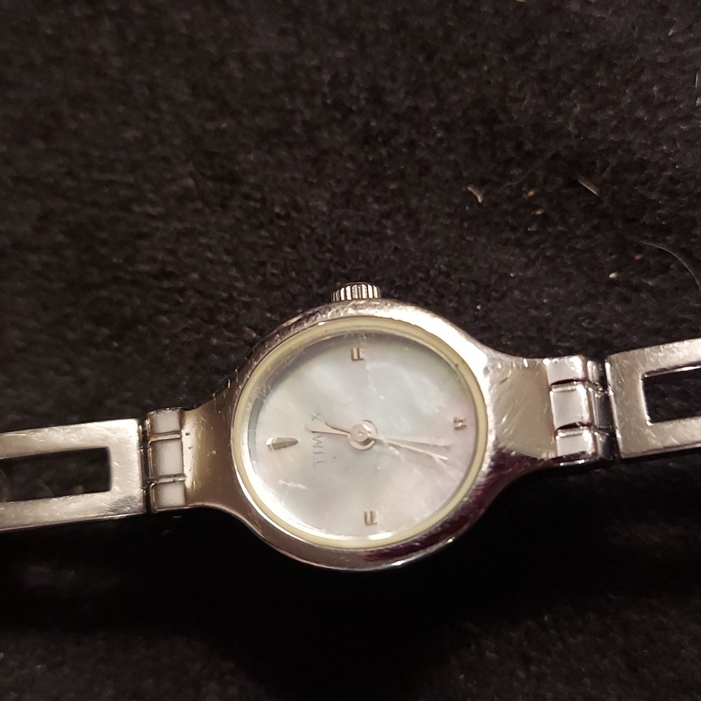 Vintage TIMEX Silver & Blue MOP Watch